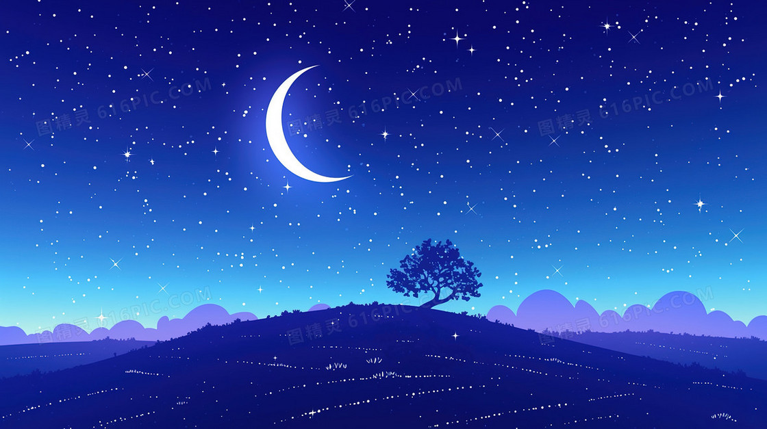 夜色田野风景背景