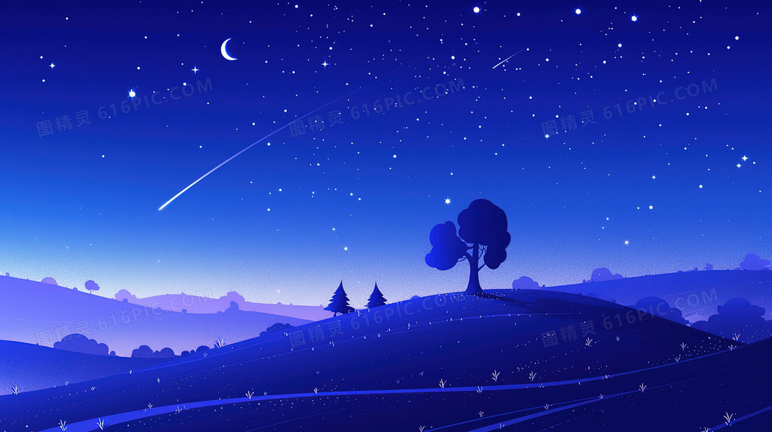夜色田野风景背景