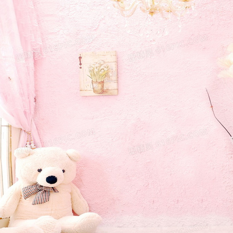 粉色墙壁和小熊淘宝主图背景