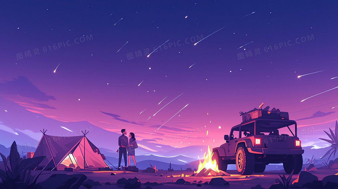 星空旅行出行露营背景