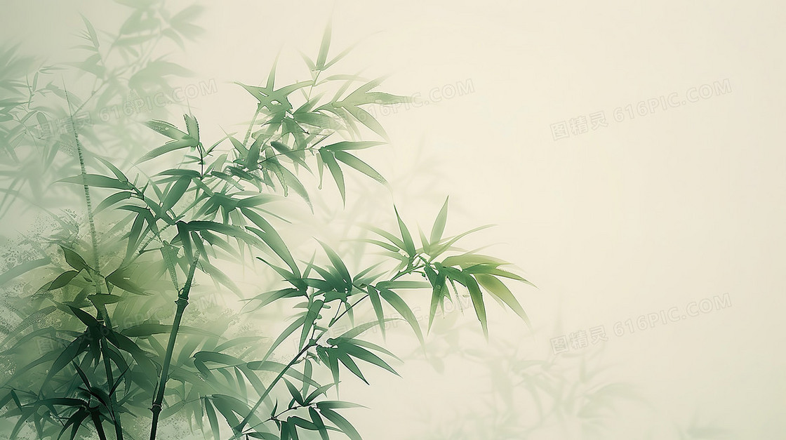 绿色淡雅竹子竹叶背景
