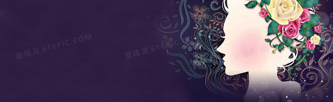 美女手插画背景banner