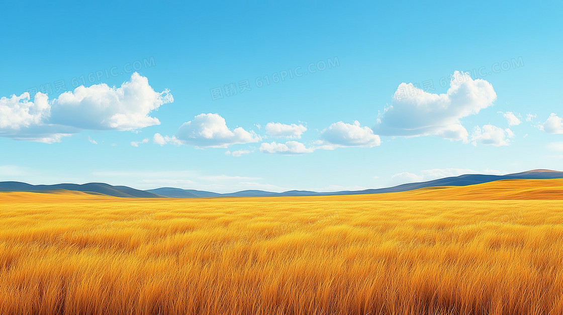 秋天原野蓝天背景