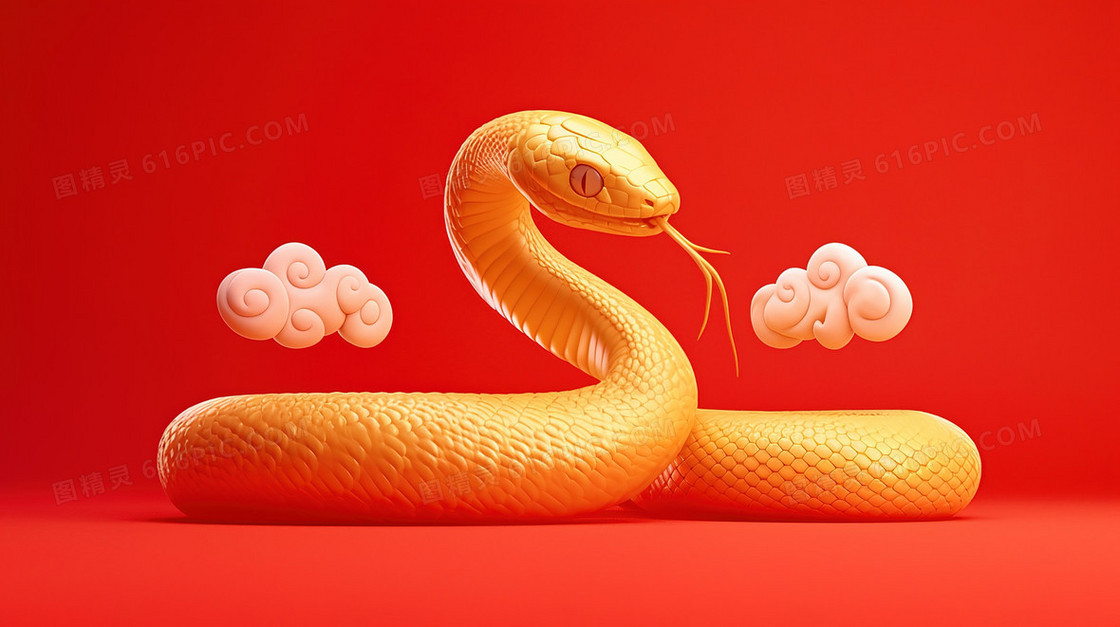 3D立体金蛇背景