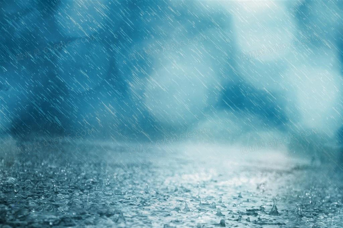 下雨天蓝色光晕梦幻雨水雨滴水滴雨雨天下雨唯美摄影风景 图