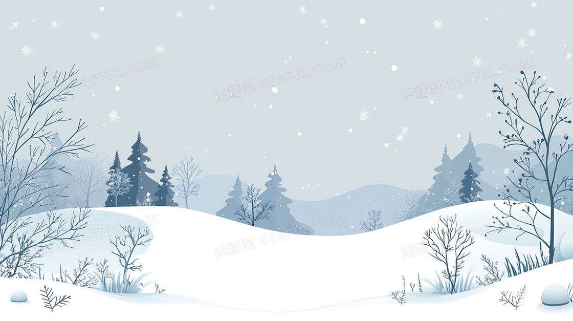 雪地霜降节气中国风简约背景