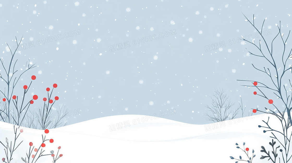雪地霜降节气中国风简约背景
