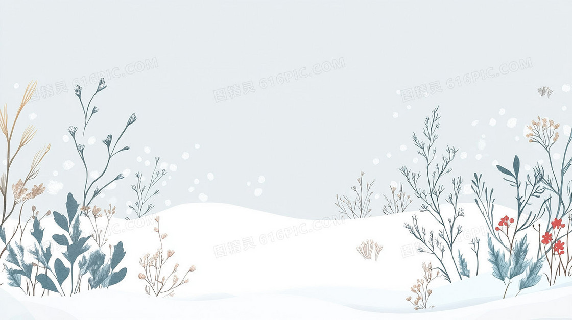 雪地霜降节气中国风简约背景