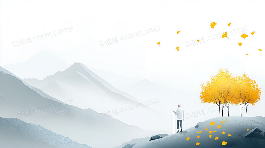 灰色中国风重阳节背景
