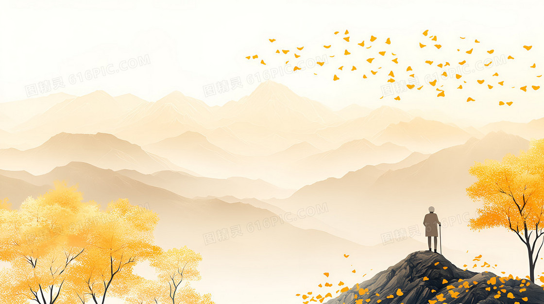 黄色中国风重阳节背景