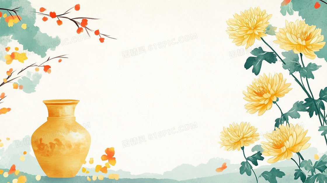 中国风文艺菊花背景