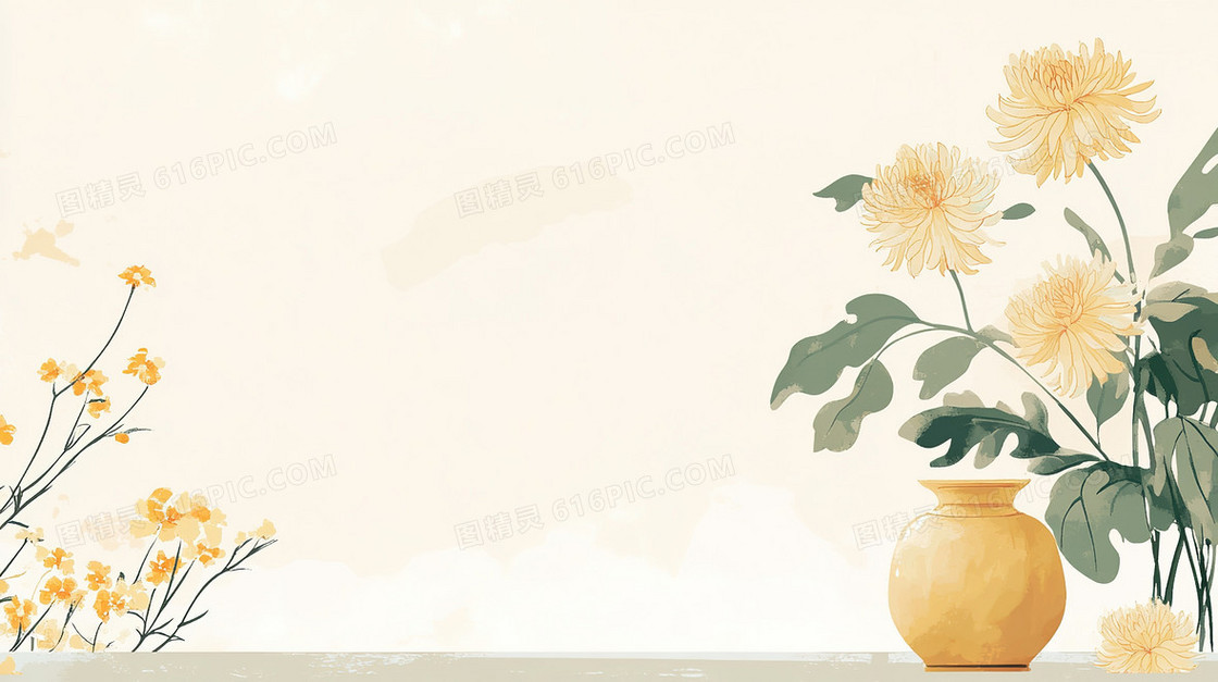 中国风文艺菊花背景