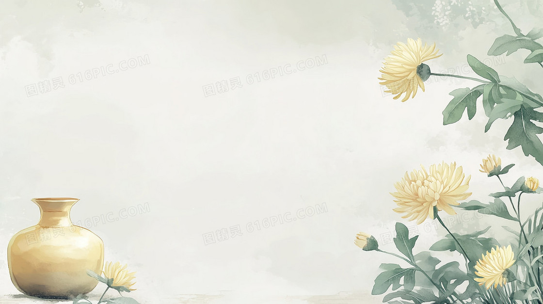 中国风文艺菊花背景