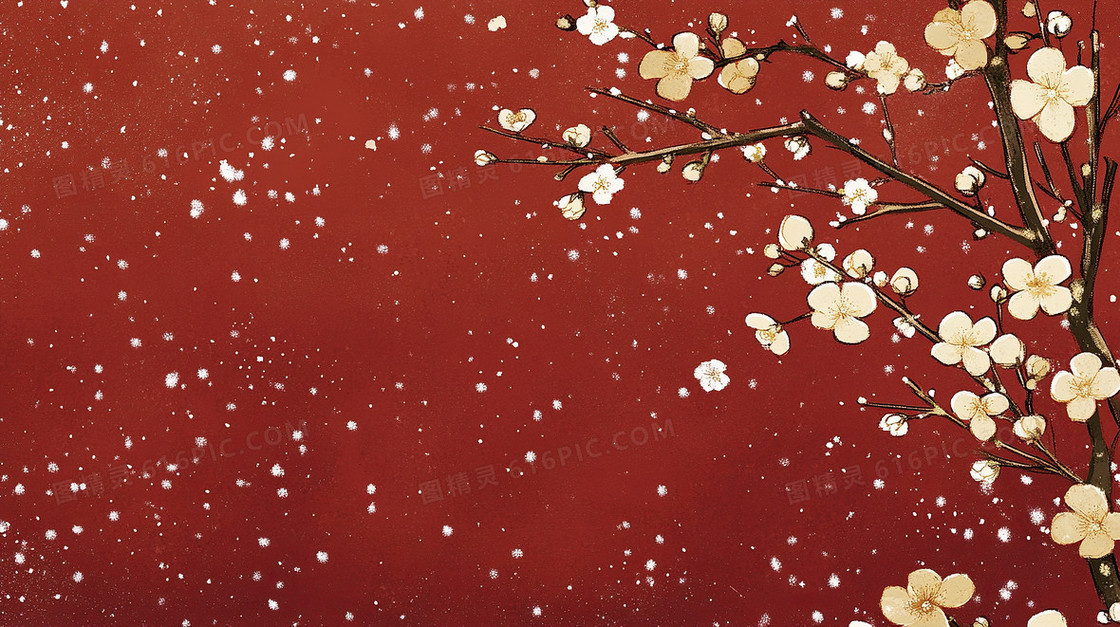 冬天梅花雪景简约背景