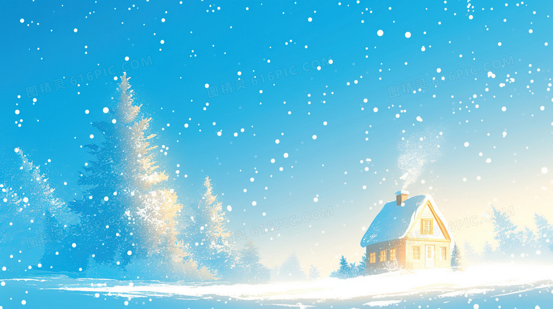 蓝色冬季雪景背景
