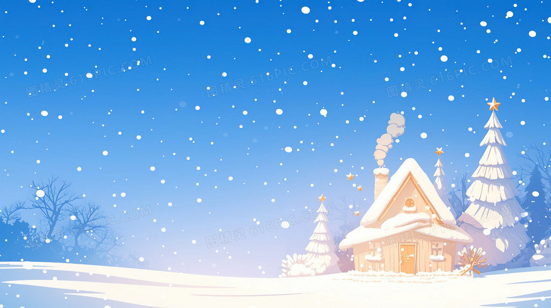 蓝色冬季雪景背景