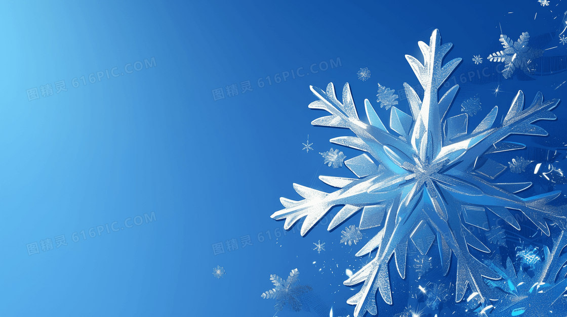 简约冬季雪花特写背景
