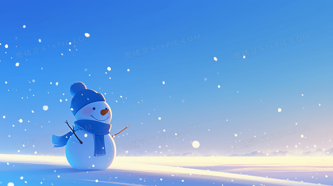 唯美冬季雪人背景