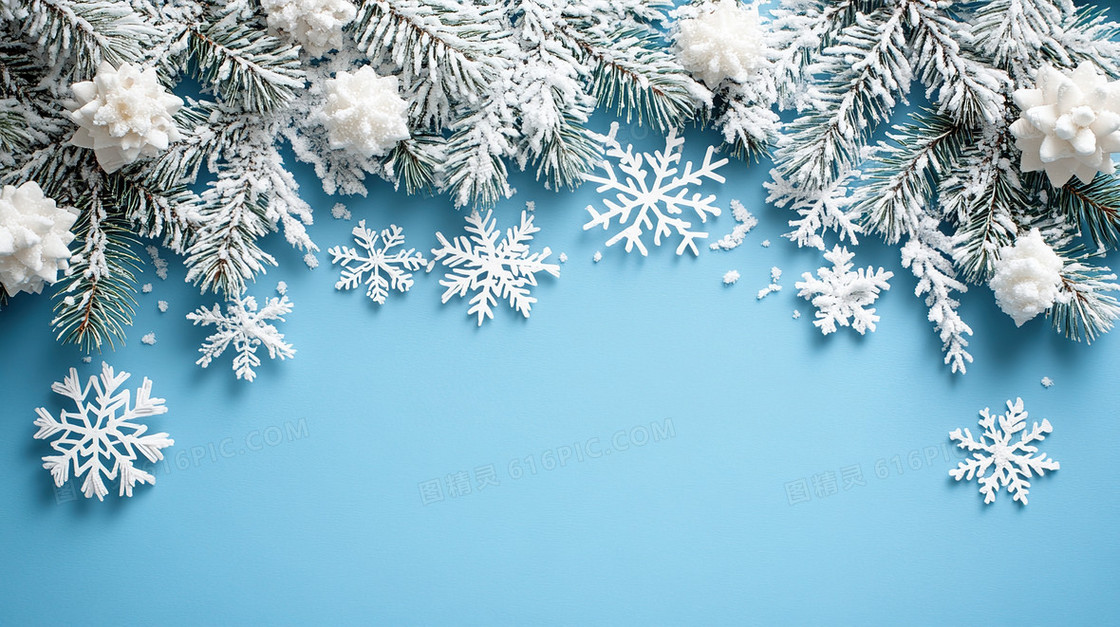 简约蓝色雪花的背景