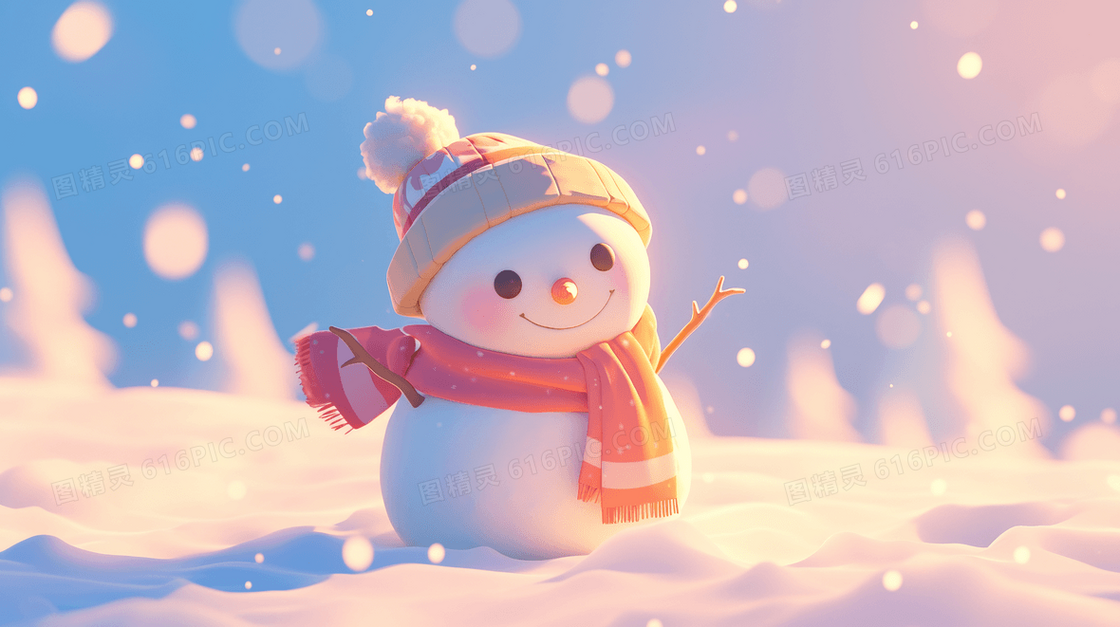 唯美冬季雪人背景
