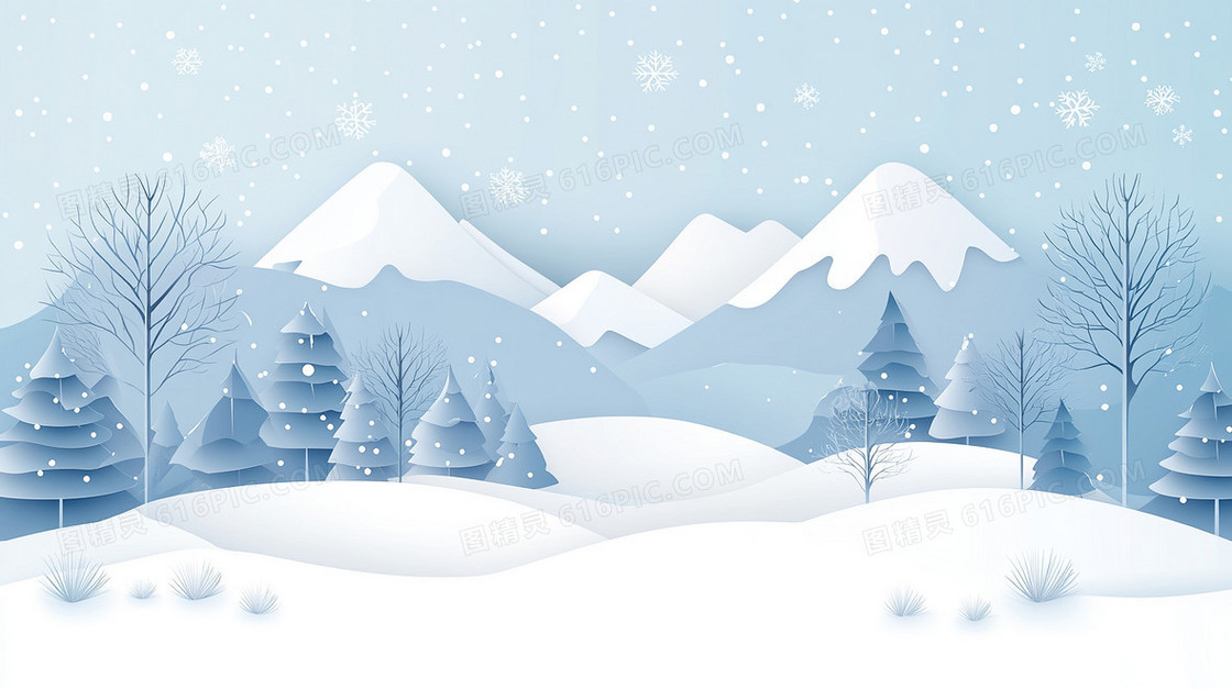 雪地冬天雪景文艺背景