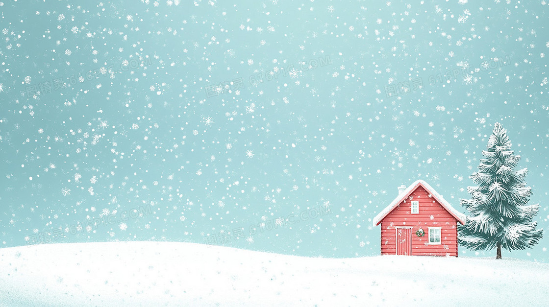 雪地房子冬天雪景文艺背景