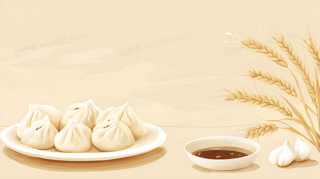 彩色简约立冬美食背景
