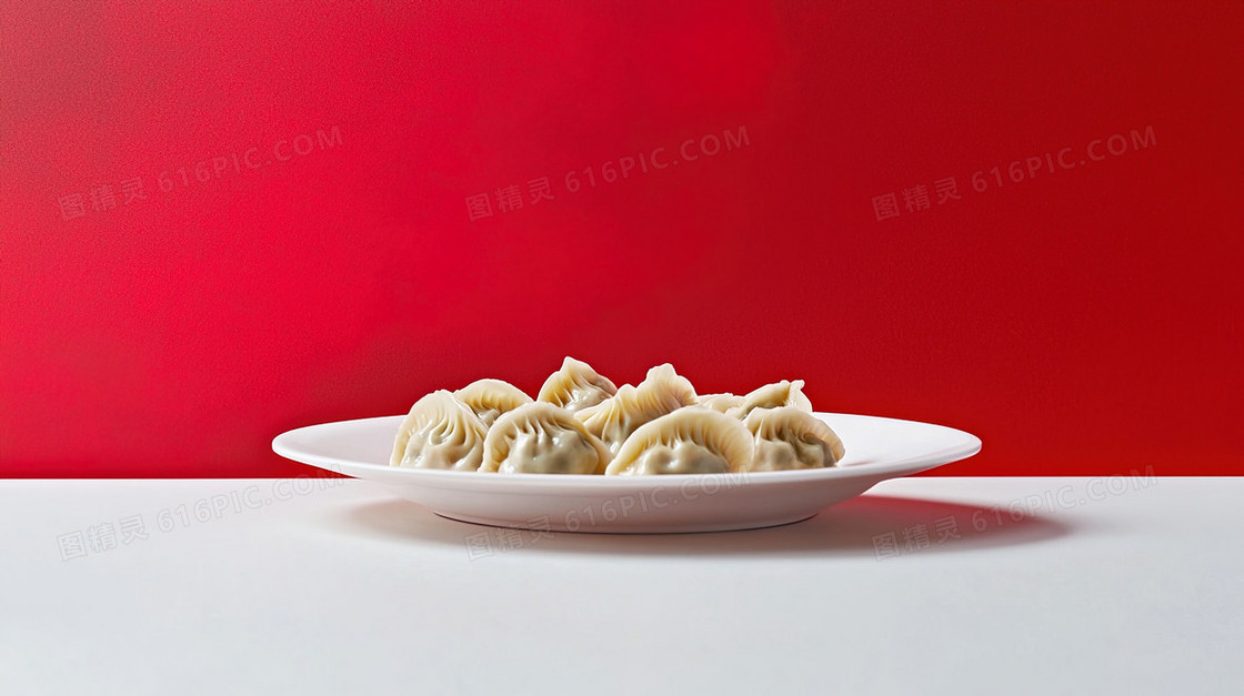 盘中的中餐美食饺子创意背景