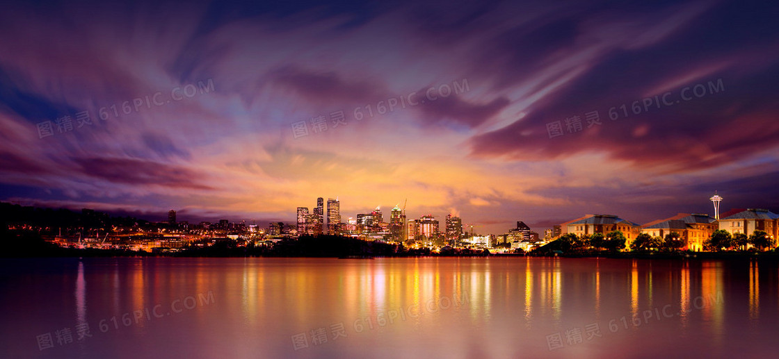 大气璀璨城市夜景背景banner