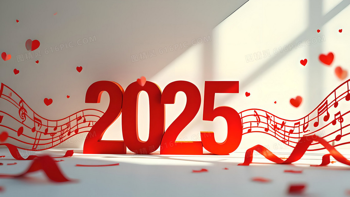 红色喜庆透明炫彩2025数字蛇年背景