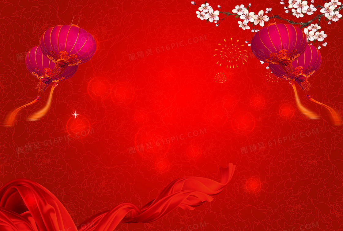 中国风红色绸缎春节海报背景素材
