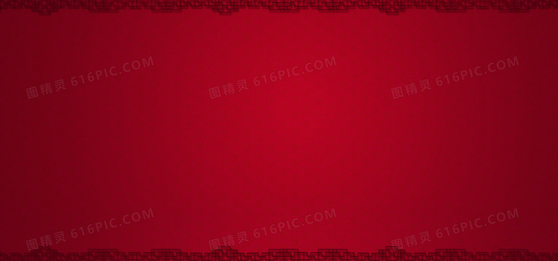 中国风红色祥云窗框背景