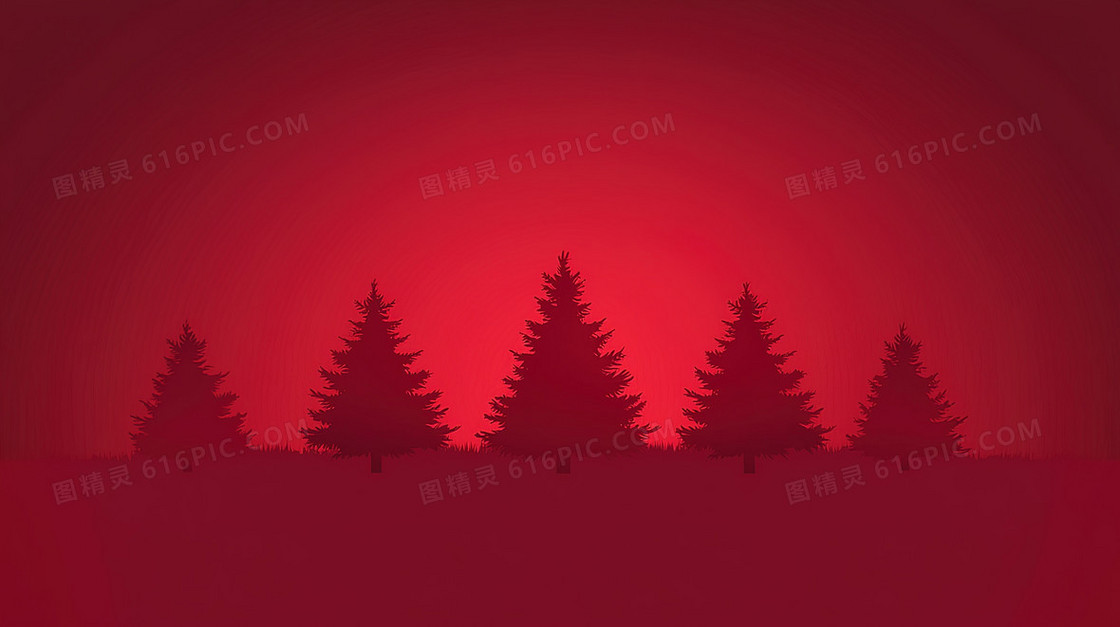 红色装饰圣诞树创意背景