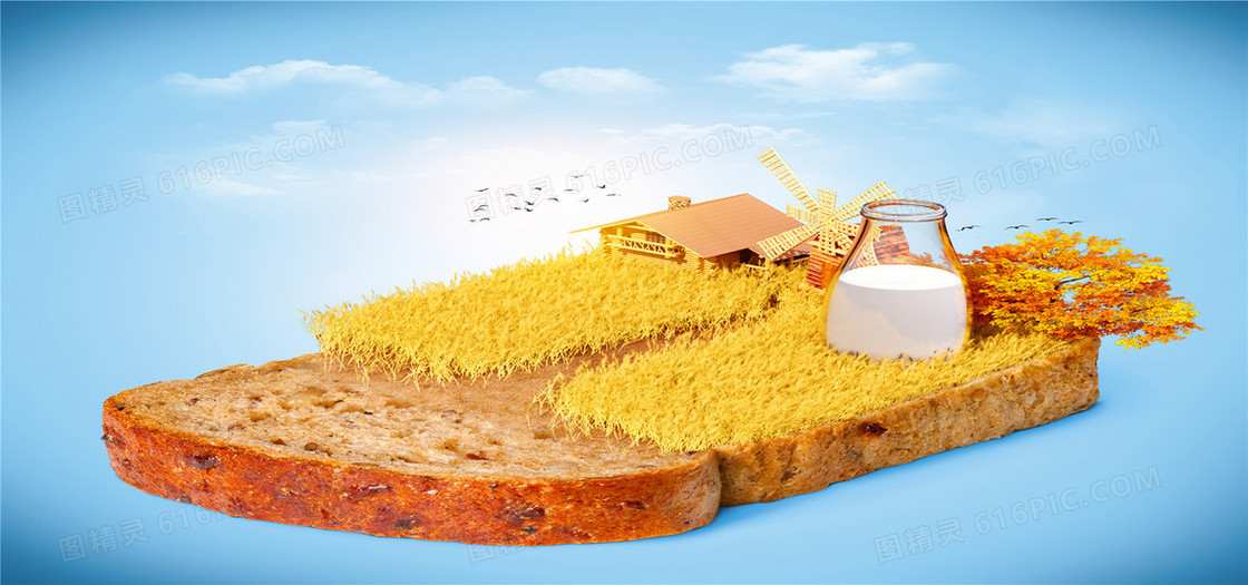 创意面包美食海报