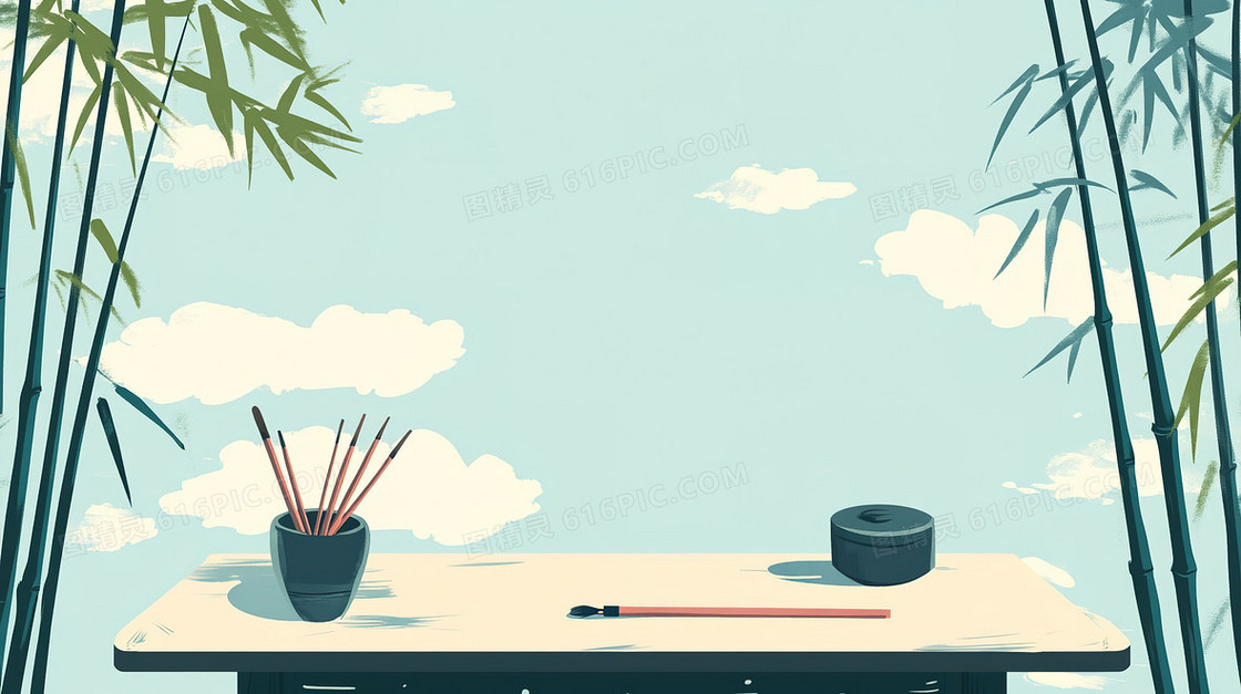 蓝色中国风书法背景