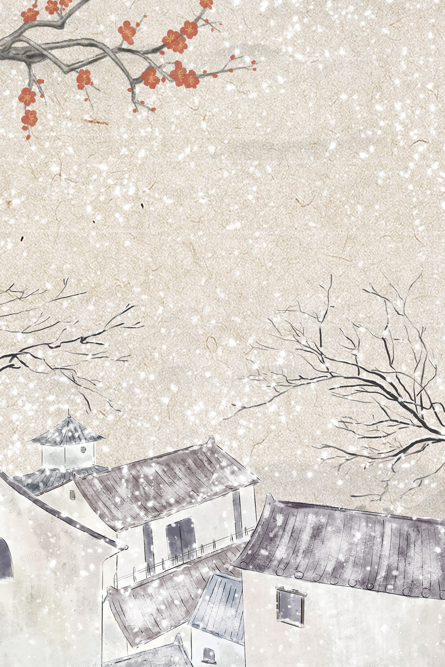 中国风大雪节气小雪冬天背景