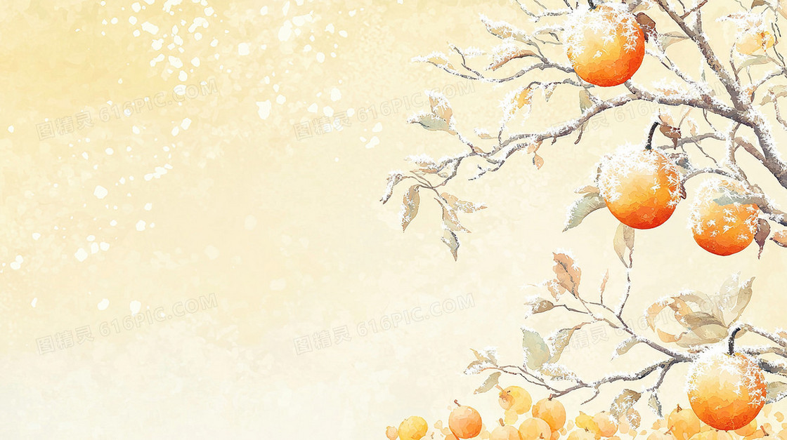 冬季积雪果实创意背景