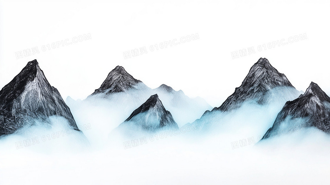 卡通黑色山峰景色背景