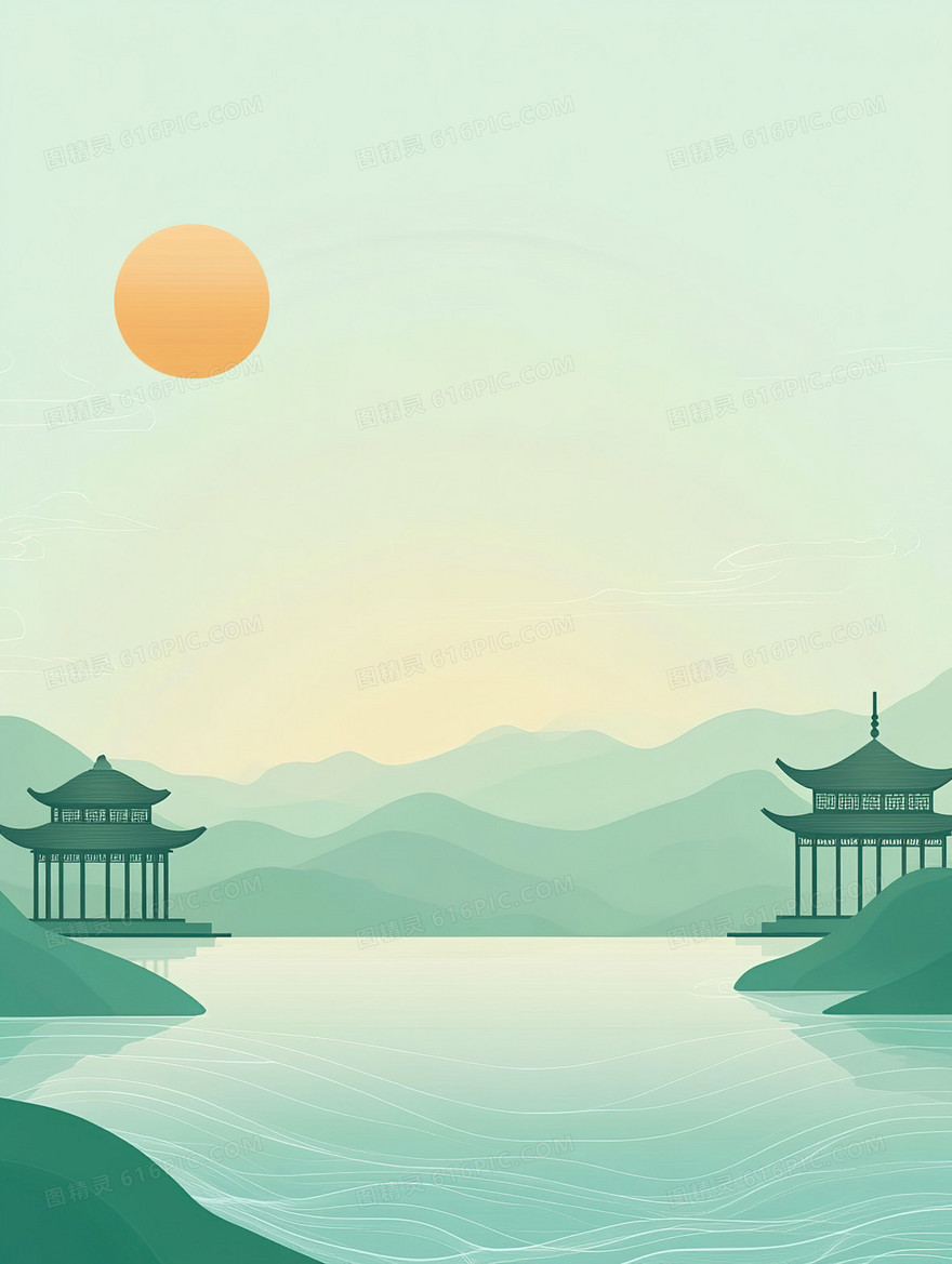 青山绿水建筑背景