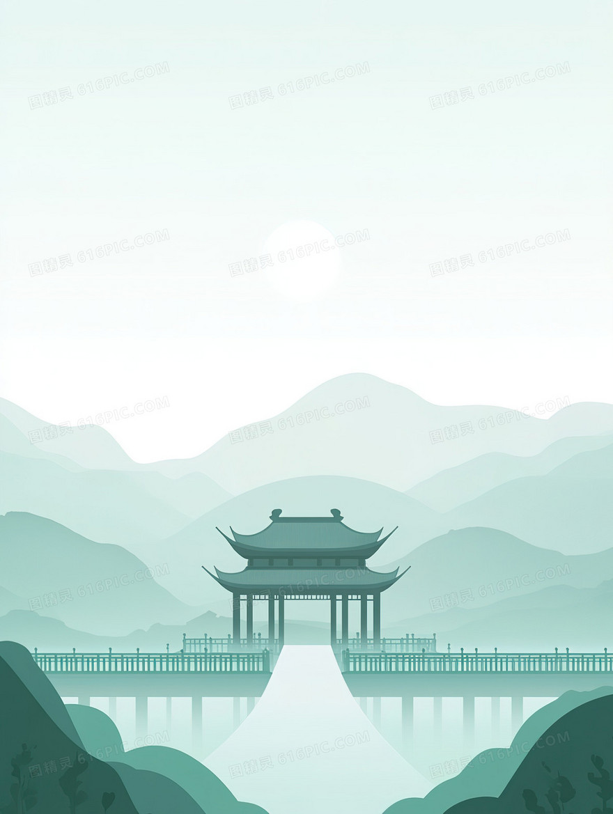 青山绿水建筑背景