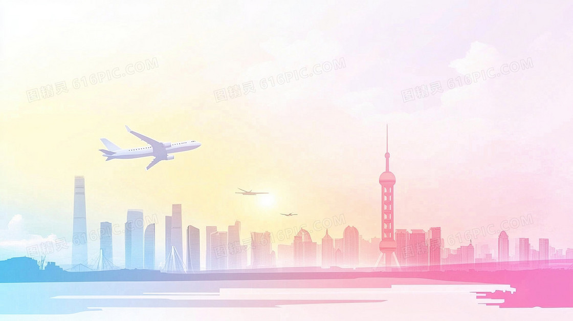 炫彩渐变建筑文艺楼房背景