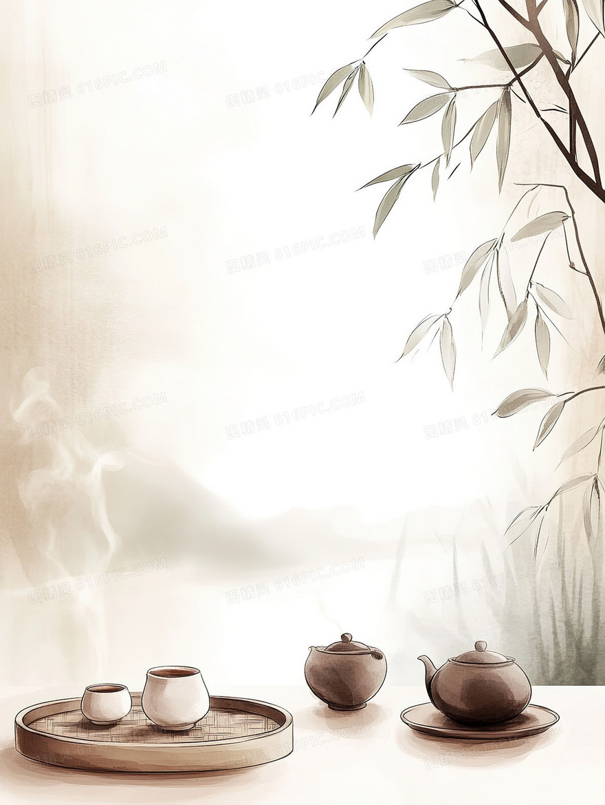 中国风传统茶文化背景