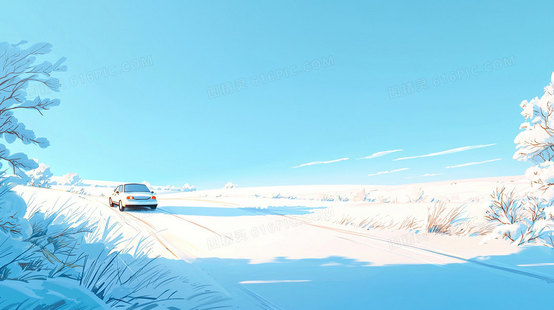 冬季雪地行驶交通汽车背景