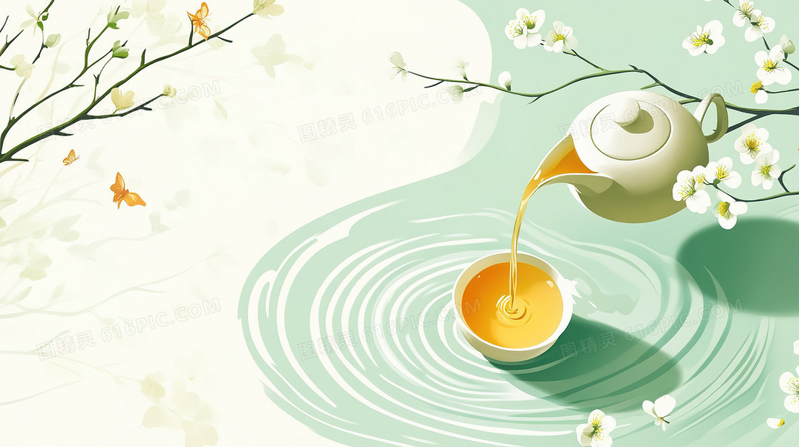 国风简约热茶背景