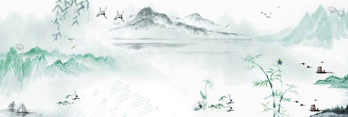 古风山水画背景banner