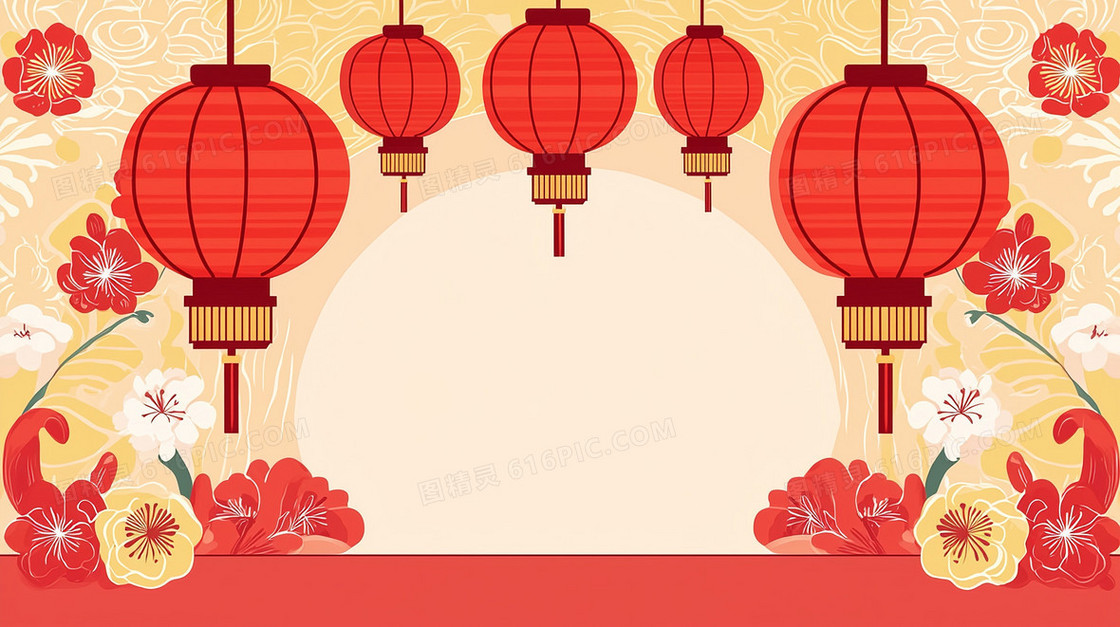 中国风喜庆红灯笼背景