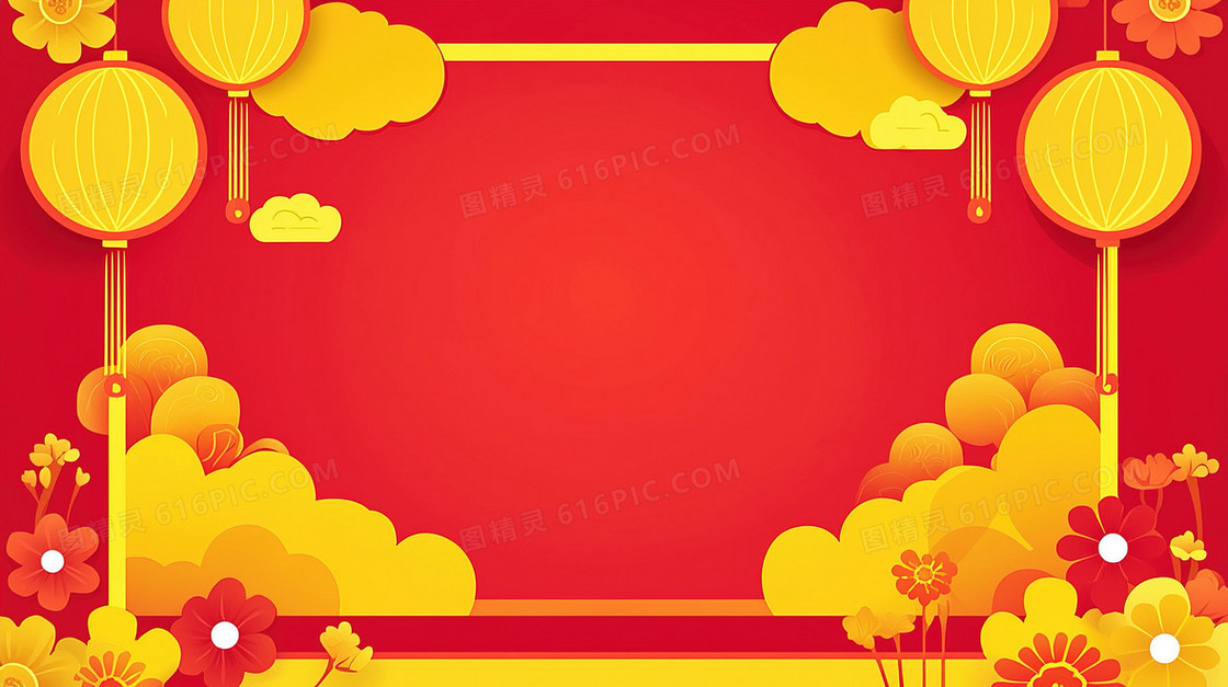 彩绘国风边框背景