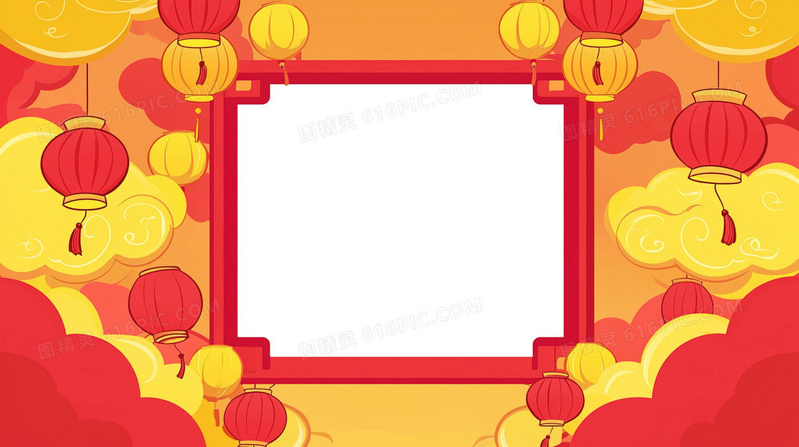 国潮风灯笼边框背景