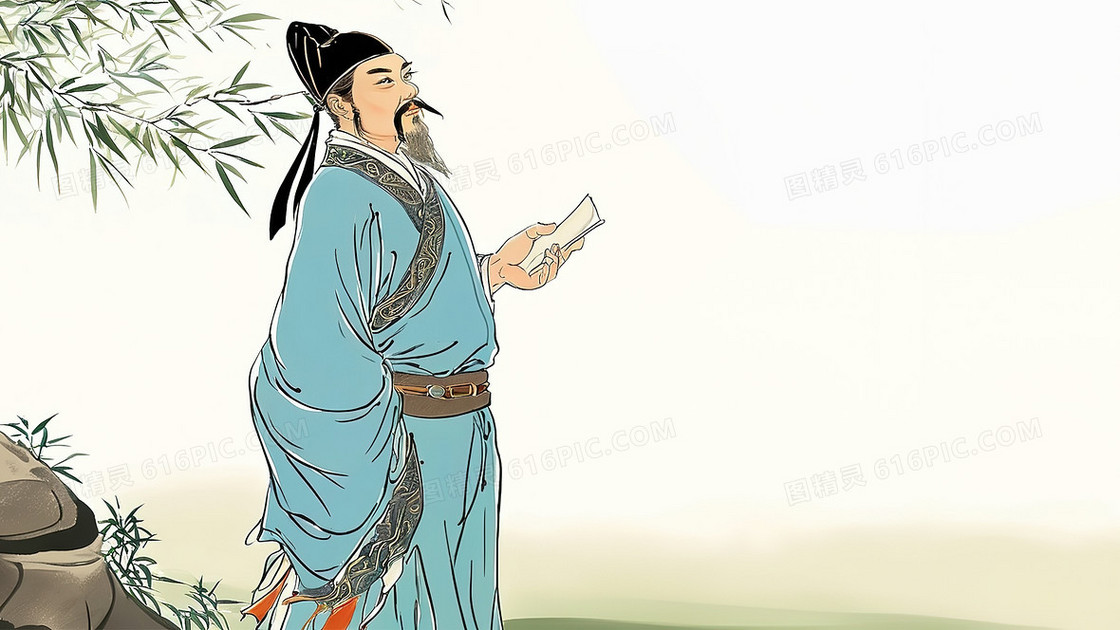 古风树下文人浅色背景