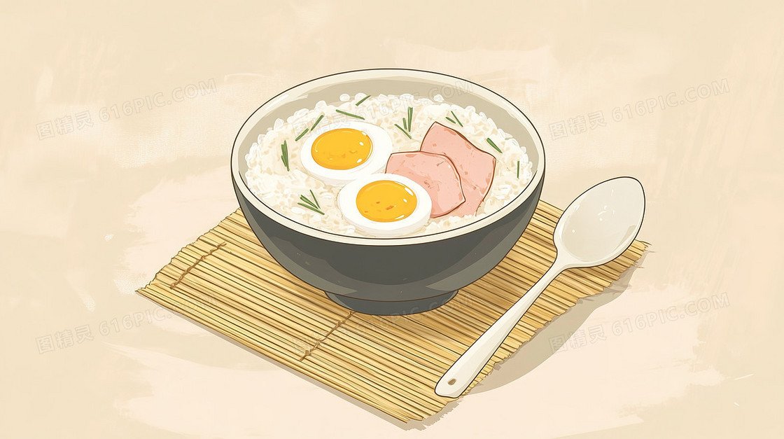美味鸡蛋肉粥背景